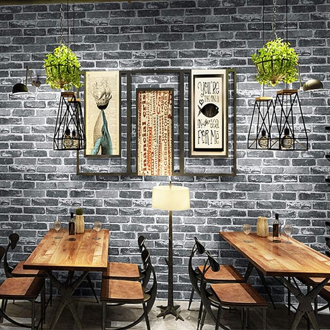 Okydoky Peel and Stick Wallpaper, Grey Brick Wallpaper for Home Decoration, Kitchen Contact Paper Stick and Peel Backsplash, Vinyl Self Adhesive for House, Workshop&Office, 17.3