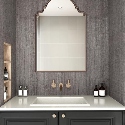 CRE8TIVE Dark Grey Grasscloth Wallpaper Removable Textured Wallpaper Stick and Peel Grasscloth Contact Paper for Cabinets Waterproof Self Adhesive Fabric Wall Paper for Bathroom Bedroom Walls 12"x354"
