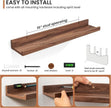 Fun Memories Picture Ledge Shelves Set of 2, 24 Inch Rustic Wall Mounted Floating Shelves with Lip for Home Storage and Décor in Bathroom, Kitchen, Nursery, Bedroom, Living Room, Walnut