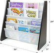 Humble Crew 4-Tier Kids Bookshelf, Espresso Wood/White - Premium Book Shelf for Kids Rooms with Four Deep Pockets - Toddler Sling Book Rack with Deep Sleeves, Nursery Bookcase Organizer