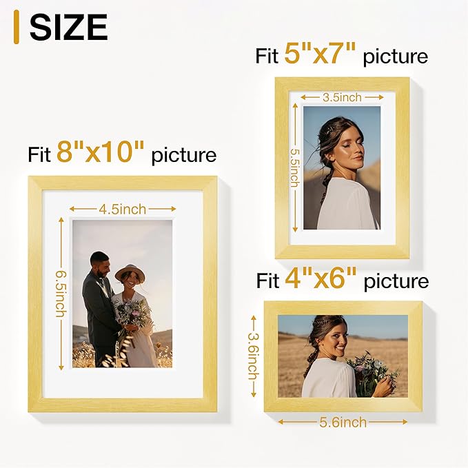 Vittanly 15 Pack Picture Frames Collage Wall Decor for Mounting or Tabletop Display, Gallery Frame Set for Family, Multi Sizes Including 3pcs 8x10, 6pcs 5x7, 6pcs 4x6, Gold