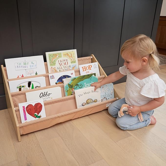 ZICOTO Decorative Wooden Bookshelf for Kids Rooms - Keeps Plenty of Books Neatly Organized & Within Reach for Toddlers - Easy Install Montessori Book Shelf for Baby's Bedroom or Playroom Decor