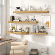 Heimlove 36 Inch Floating Shelves for Wall,10 Deep Wood Shelves with Invisible Brackets,Wall Mounted Storage & Display Shelves for Bedroom,Living Room,Kitchen,Office,Oak Color