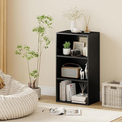 Giantex 2 Pieces 3 Shelf Bookcase Book Shelves Open Cube Storage Cabinet Multi-Functional Home Office Bedroom Furniture Display Bookcases, Black