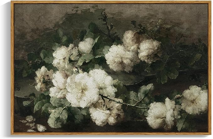 InSimSea Framed Canvas Wall Art Vintage Decor, Home Decor Vintage Flowers Modern Farmhouse Decor, Canvas Wall Art for Living Room, French Country Decor Wall Prints, 24