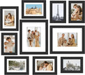 FrameWorks 10-pc Set Collage Wall Classic Wooden Picture Frames Tempered Glass/Black / 2-8