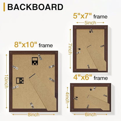Vittanly 15 Pack Picture Frames Collage Wall Decor for Mounting or Tabletop Display, Gallery Frame Set for Family, Multi Sizes Including 3pcs 8x10, 6pcs 5x7, 6pcs 4x6, Light Brown