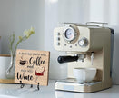 Coffee And Wine Desk Decor Sign, Rustic Wooden Sign With Stand, A Good Day Starts With Coffee And Ends With Wine Sign For Farmhouse Home Kitchen Bar Shelf Table, Gifts For Family Friend Coworker, C18