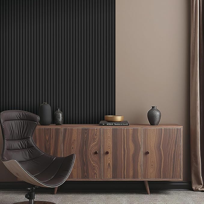 WPC Wainscoting Panels Slat 3D Fluted Panels Soundproof Wall Panels for Wall Decor Bedroom and TV Background (3 Color Samples, 5.9×6.1in (3 PCS)