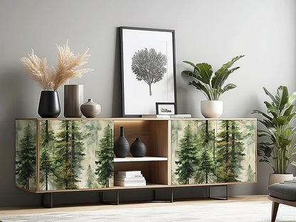 HAOKHOME Forest Peel and Stick Wallpaper Tree Wall Paper Wood Removable for Bedroom Green Contact Paper 17.7in x 32.8ft