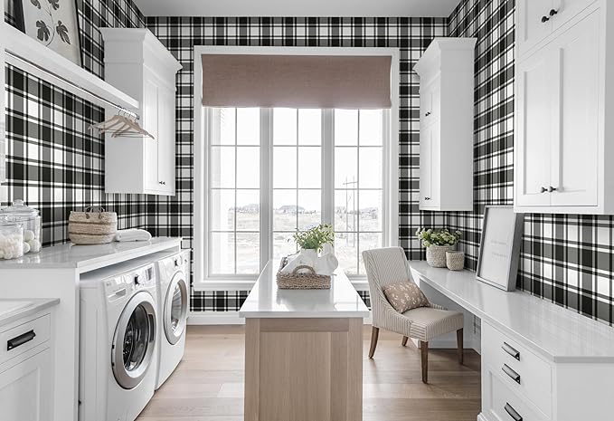 Guvana 17.7"x197" Black and White Peel and Stick Wallpaper Trellis Removable Contact Paper Modren Self-Adhesive Waterproof Wallpaper for Wall Paper Bedroom Shelves Drawer Liner Decorative