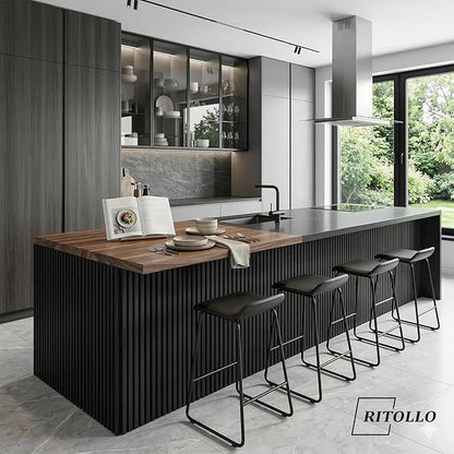 RITOLLO 18 Pack WPC Wainscoting Panels, 3D Fluted Wall Paneling 48.2 x 6.2 Inch, Modern Accent Wall Decor for Interior Decor, TV Background, Living Room, Bedroom, Office, Black