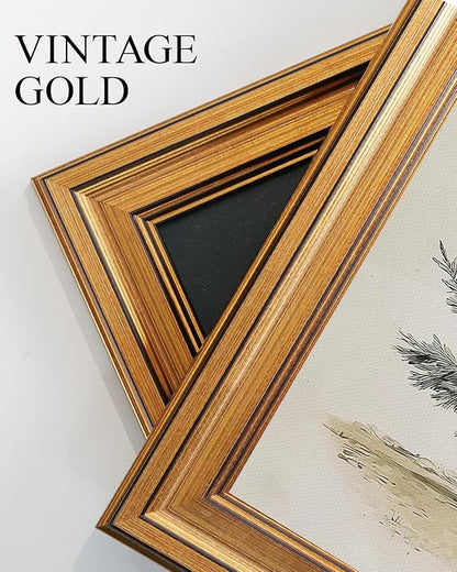 VIYYIEA Gold Framed Canvas Art, Vintage Christmas Tree Decor, 12x16Inch, Winter Retro Pine Picture Painting Gifts, xmas Decorations for Bedroom Living Room Shelf Fireplace
