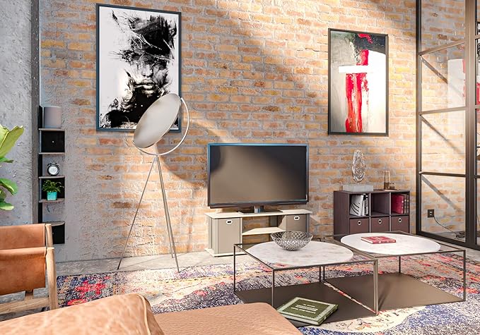 Furinno Rossi Wall Mount Floating Corner Shelf, 5-Tier Radial, French Oak Grey/Black
