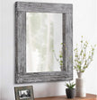 Rustic Wall Mirror Farmhouse, with Frame Wood Wall Mirror Rectangle Antique Decor Hanging Mirror for Bathroom Living Room Bedroom Entryway Small 16