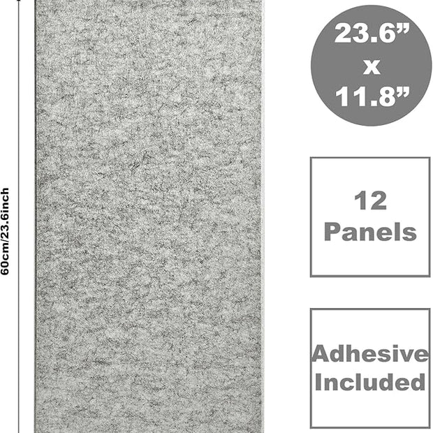 Acoustic Panels 12-Pack Soundproof Wall Panels 24"X12"X0.35" Sound Panels High Density Sound Dampening Panels - Gray Marble
