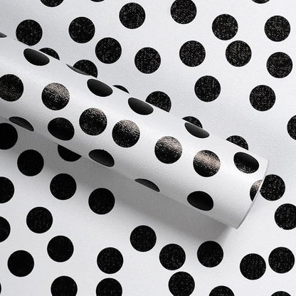 17.3”x300” Black and White Polka-Dot Wallpaper Self-Adhesive Contact Paper Moire Dot Peel and Stick Decorative Wallpaper Spots Contact Paper for Walls Bedroom Living Room