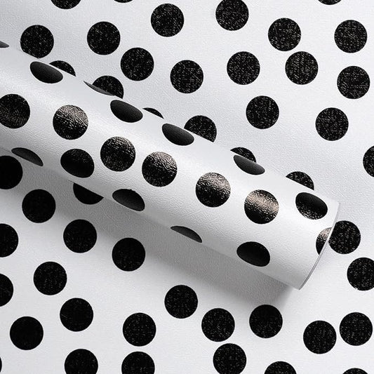 17.3”x480” Black and White Polka-Dot Wallpaper Self-Adhesive Contact Paper Moire Dot Peel and Stick Decorative Wallpaper Spots Contact Paper for Walls Bedroom Living Room Nurseryls