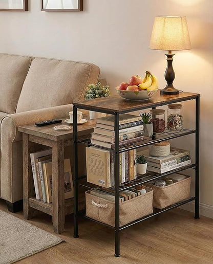 4-Tier Shoe Rack for Entryway, Bedroom & Living Room – Sturdy Shoe Storage Organizer with Adjustable Leveling Feet, Compact Design (26.9”x11.8”x26.1”), Rustic Brown