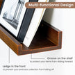 Picture Ledge Wall Shelves - Set of 3, 56 inches Width, Solid Pine Wood Rustic Floating Ledge Shelves for Kids' Room, Bedroom, Kitchen, Bathroom, Walnut