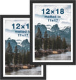 FrameWorks 2-Pack, 12x18 Matted to 11x17 Picture Frame, Black – Classic Wooden Photo Frame with Tempered Glass, Modern Matte Finish for Prints, Posters, Certificates & Wall Decor – Gallery-Ready