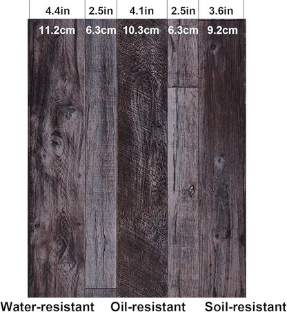 WENMER 17.71" x 118" Grey Wood Peel and Stick Shiplap Self-Adhesive Wallpaper Planks for Countertop, Cabinet, Shelf, Wall, Door