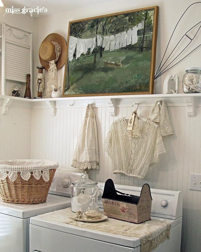 SHENIFY Laundry Room 11x14in Vintage Framed Canvas Wall Art Decor - Natural Framed