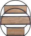 Industrial Style Semi-Circle Shaped Wall Shelves, 3 Tier Decorative Floating Ledge Shelves, Wall Mounted Metal Bracket Wooden Display Hanging Shelf