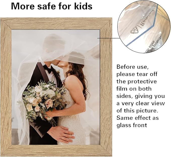 LUCKYLIFE Picture Frame Set 10-Pack, Gallery Wall Frame Collage with 8x10 5x7 4x6 Frames in Natural Woodgrain Finishes