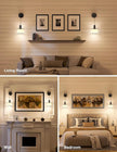 NIORSUN Battery Operated Wall Sconce Set of 2, Black&Off-White Wireless Rechargeable Wall Lights with 5200mAh Dimmable Detachable Bulbs and Remote, 9 Colors Sconces Wall Decor for Bedroom Living Room
