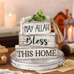 5 Pcs Islamic Table Decor Farmhouse Eid Ramadan Tiered Tray Decor White Stacked Books with Wood Bead Tassels Eucalyptus Leaves Eid Ramadan Block Signs Islamic Decoration for Home Kitchen