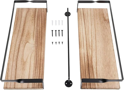 Elevon Floating Shelves for Bathroom Organizer Over Toilet, Bathroom Shelves Wall Mounted with Towel Rack, Corner Wall Shelf for Bedroom Decor Kitchen Storage (Brown, Set of 2)