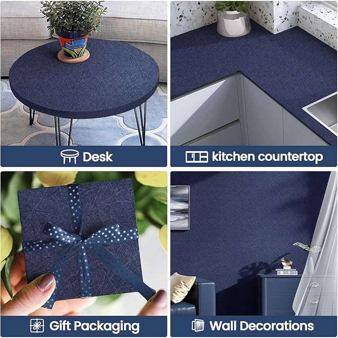 Dark Blue Peel and Stick Wallpaper - Removable Waterproof Self Adhesive Contact Paper - Silk Boys Wall Covering Poster Board - Kitchen Countertop Vinyl Wrap for Bathroom Cabinet 15.7