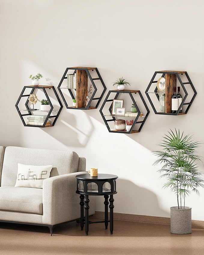 Hexagon Floating Shelves Set of 2, 18.9