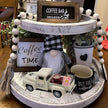 Coffee Bar Decor Vintage Mini Metal Pickup Truck Decor with Book Accessories for Coffee Station, Farmhouse Tiered Tray Table Decorations for Home Kitchen, Cafe