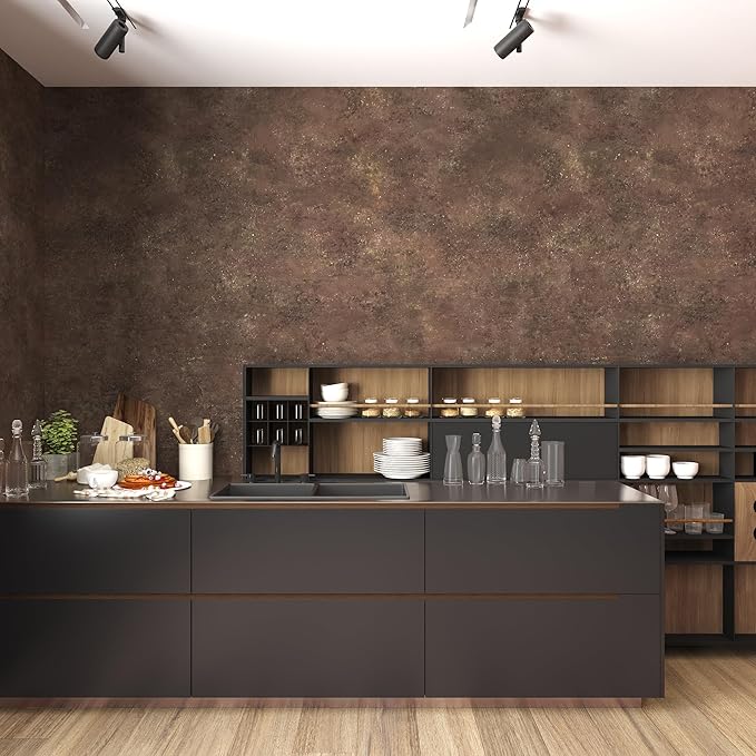TOTIO Retro Brick Red Concrete Wallpaper Peel and Stick Brown Granite Contact Paper Industrial Style Wall Paper 16x78inch Bubble-Free Design Matte Thickened Waterproof Self-Adhesive Vinyl Wall Sticker