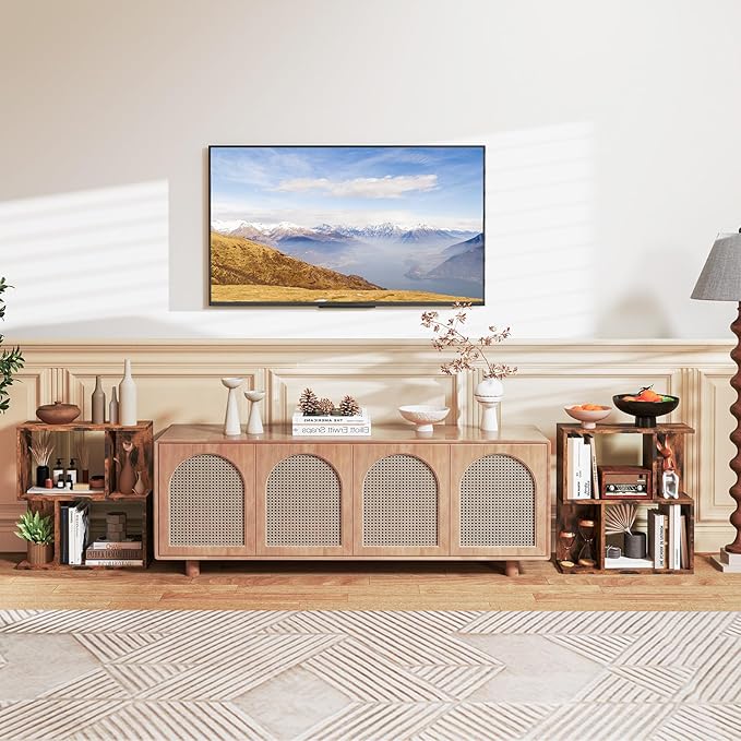 Tangkula 3 Tier Geometric Bookshelf, S Shaped Open Bookcase with Storage, Home Office Decor, Freestanding Wood Display Shelf for Living Room Study, Small Bookshelf for Small Spaces (2, Rustic Brown)