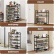 4 Tier Shoe Rack for Entryway, Metal Shoe Rack Heavy Duty with Wooden Top & Adjustable Mesh Shelves, Shoe Storage Organizer for Front Door Entrance/Closet/Bedroom/Dorm/Garage