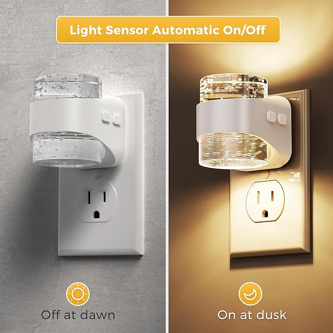 L LOHAS LED Night Light, 3CCT Bubble Night Lights Plug into Wall,3000K/4000k/5000K Adjustable Night Light,Dimmable Nightlights with Dusk to Dawn Sensor for Rooms Bathroom Hallway