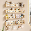 34Inch Nursery Bookshelves,Set of 4,Wall Floating Shelf Kids Coat Rack with 6Hooks,Hanging Book Shelf for Baby Nursery Room Décor， Patent Number: 29958098(Burlywood, 34)