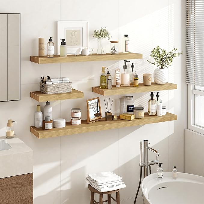 36 Inch Floating Shelves, 3D Textured Wood Grain, 36