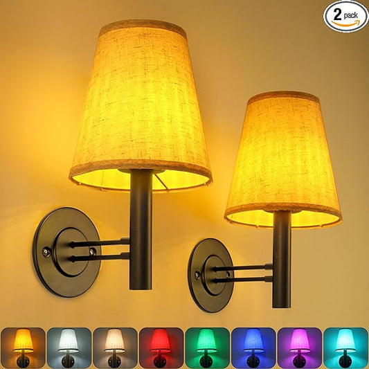 Rechargeable Battery Operated Wall Sconce Set of 2, Wireless LED Wall Lights with Remote & Touch Control, Wall Mounted Lamp Lighting Fixtures for Bedroom Living Room, Matte Black