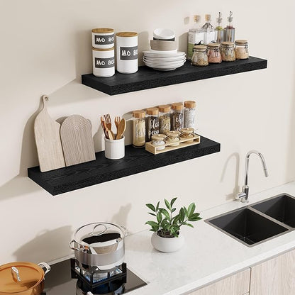 Dreamland 40 Inch Long Floating Shelves in White,9.3 Inch Deep Floating Shelf for Wall,Large Display & Storage Shelf, Wall Shelf for Bathroom Bedroom Living Room Kitchen Office，Set of 2
