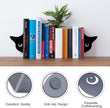 Bookends Metal Cat Book Ends, 1 Pairs Cute Bookends for Shelves Decorative for Home Office Desk Bookshelf Decor (Black, Half-face)