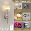 DORESshop Battery Operated Wall Sconce Set of 2, Wireless Wall Light, 15 Color Rechargeable Wall Sconces, Sconce Wall Decor Set of 2 for Bedroom, Living Room, Nickel and Crystal, 24.6in