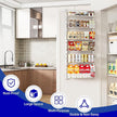MIAOLI Over the Door Organizer, White 6-Tier Pantry Door Organizer with Adjustable Basket, Hanging Spice Rack Cabinet Door Shelves, Laundry Room Organization and Storage