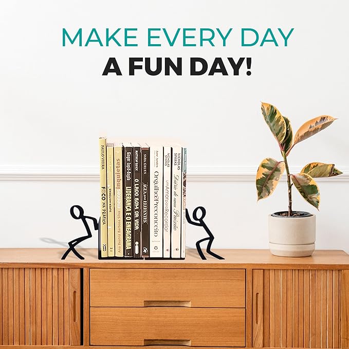 Geguton Liam Classic Bookend – Steel Epoxy-Coated – Decorative Book Support Pair for Living Room, Home Office or Gift