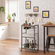TUTOTAK Bar Cart, Home Bar Serving Cart, Microwave Cart, Drink Cart, Mobile Kitchen Shelf with Wine Rack and Glass Holder, Rolling Beverage Cart for Living Room, Kitchen BC01BM032