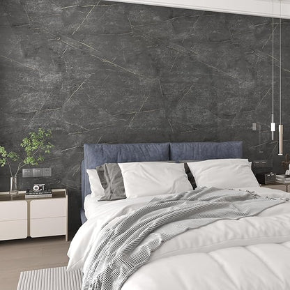 JSEVEM 31"×354" Extra Wide Thick Large Size Dark Grey Cyan Gold Marble Wallpaper Peel and Stick Glossy Gray Cyan Marble Contact Paper Faux Granite Wall Sticker for Bedroom Bathroom Living Room Walls