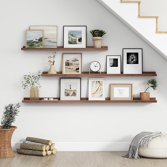 Floating Picture Ledge Shelves Set of 4, 36 Inch Shelves with Lip - Large Nursery Book Shelf for Toys Storage, Kids Bookshelf - Wall Mounted Living Room Bedroom Decor Frames